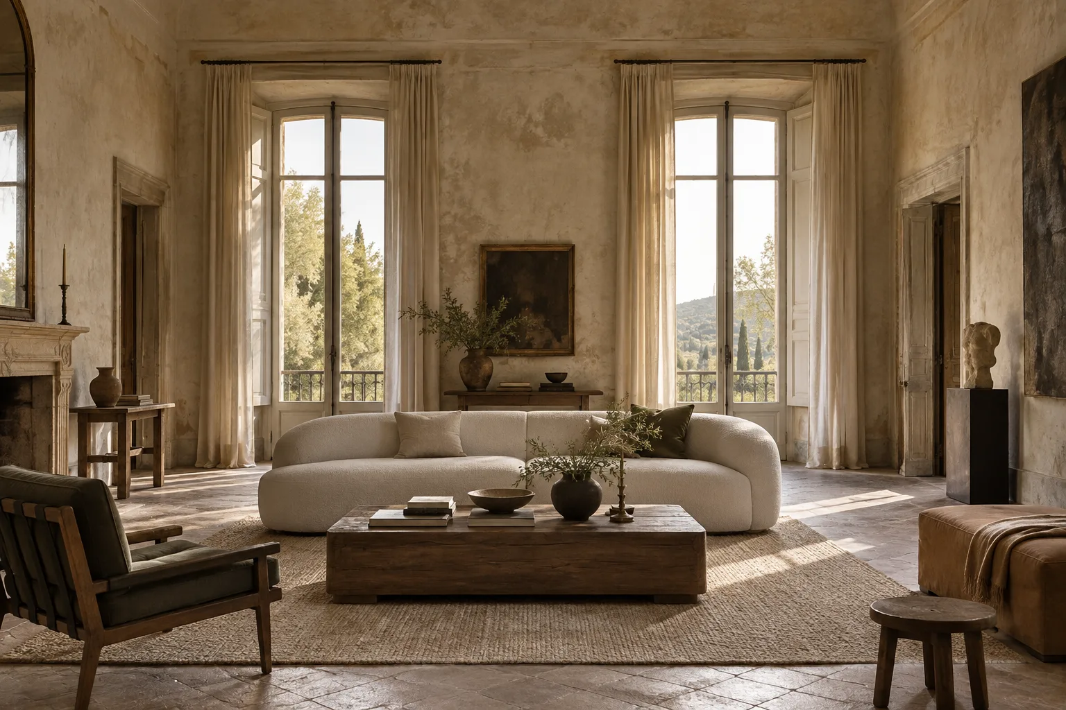 Salón luminoso de una residencia mediterránea, imagen conceptual