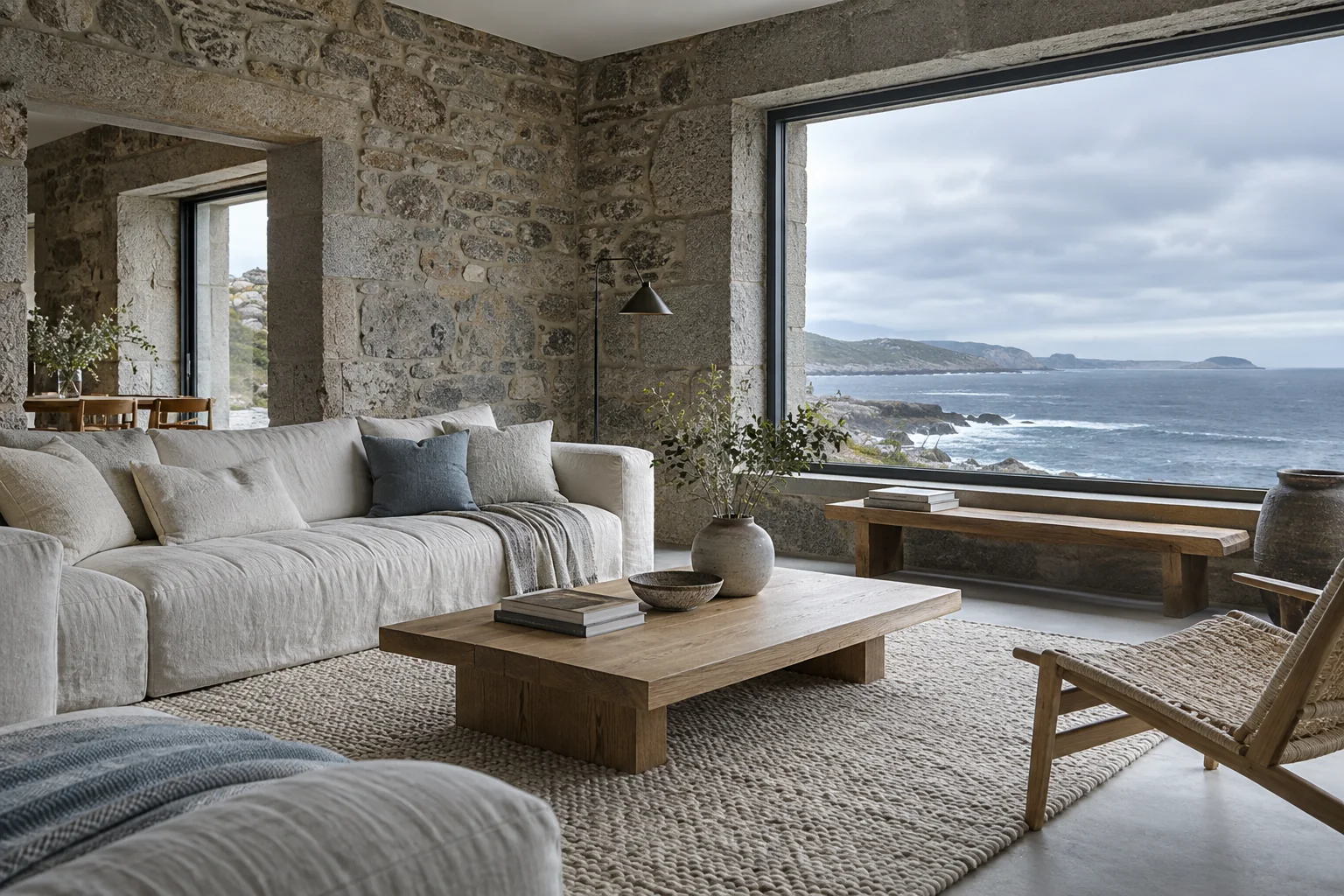 Salón de una casa atlántica de piedra, imagen conceptual